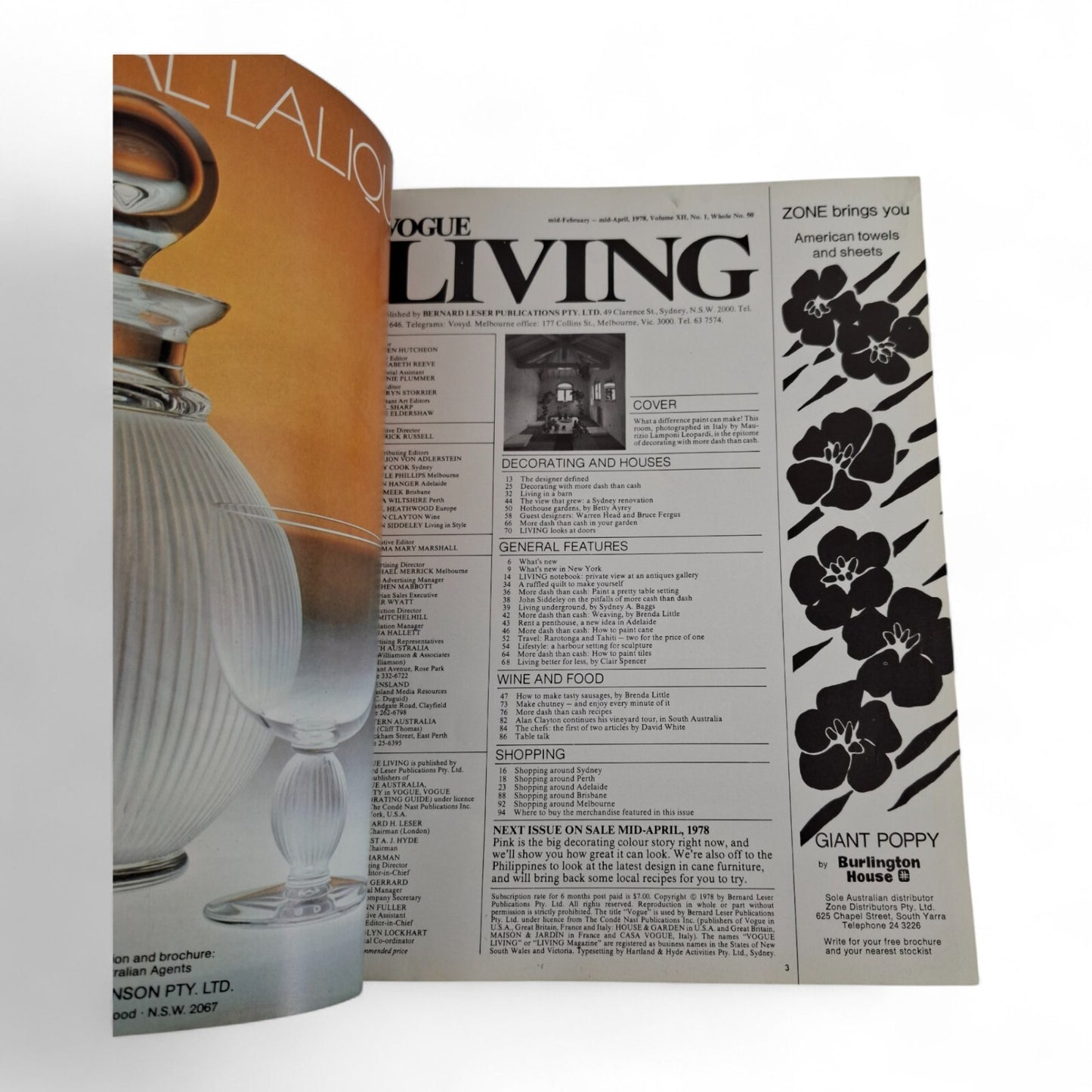 Vintage Vogue Living Australian Magazine - No. 1 1978