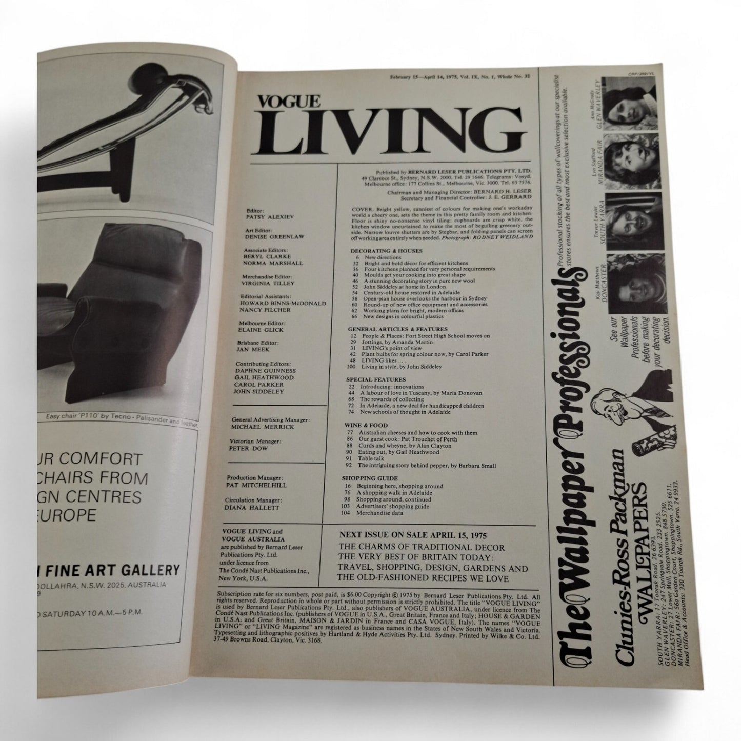 Vintage Vogue Living Australian Magazine - No. 1 1975