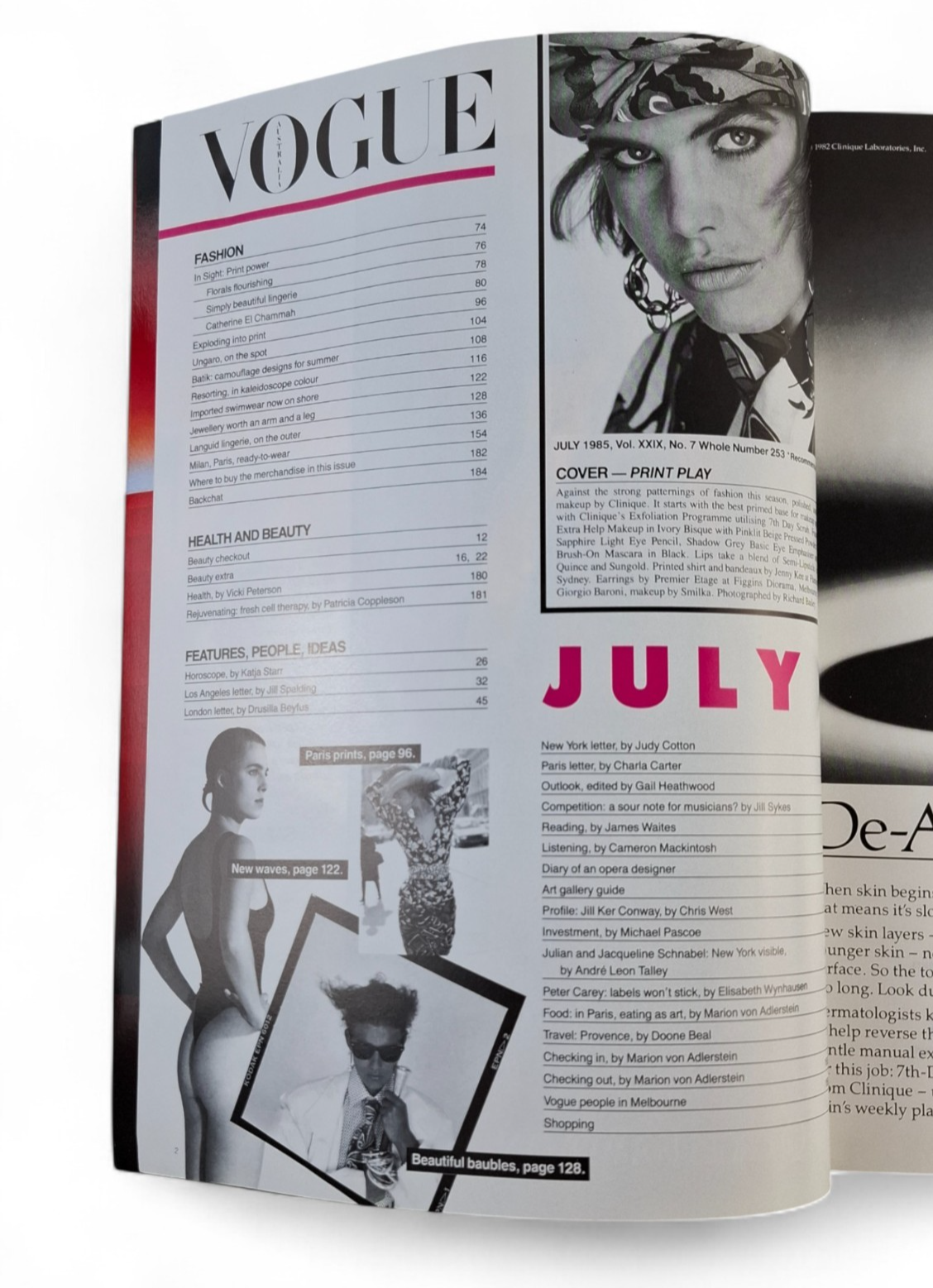 Vogue Australia magazine - July 1985 - CATHERINE EL CHAMMAH JENNY KEE