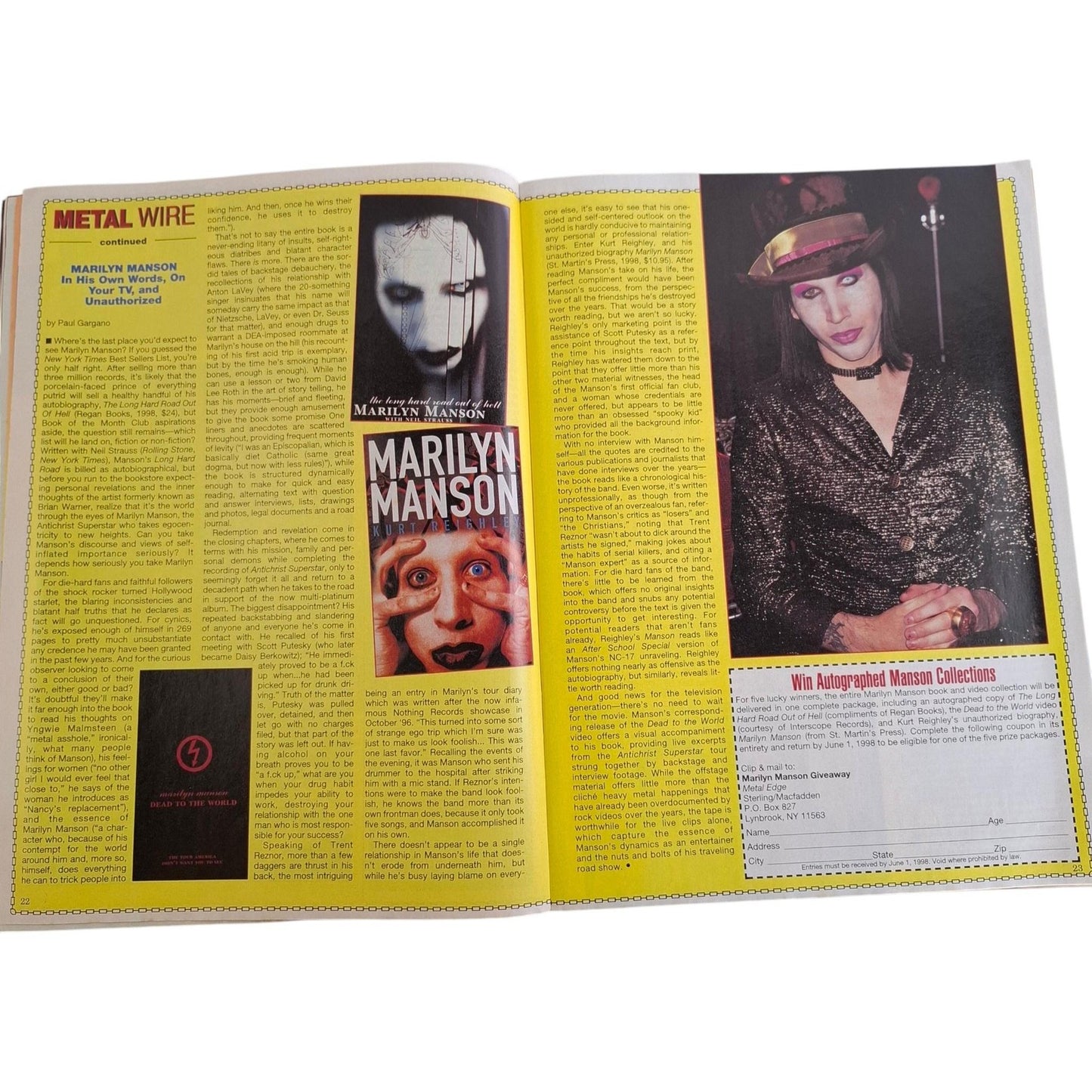 Metal Edge Magazine July 1998 Judas Priest Marilyn Manson Van Halen