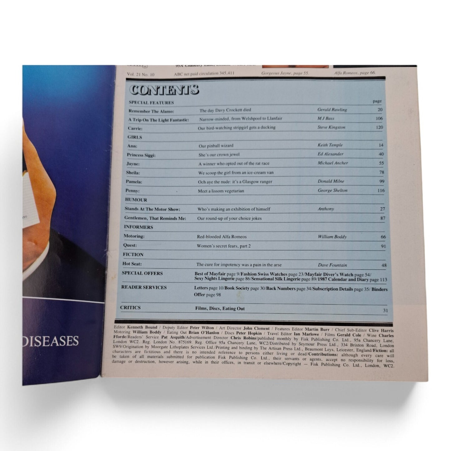 Mayfair Magazine Vol. 21 No. 10 October 1986 U.K Playboy