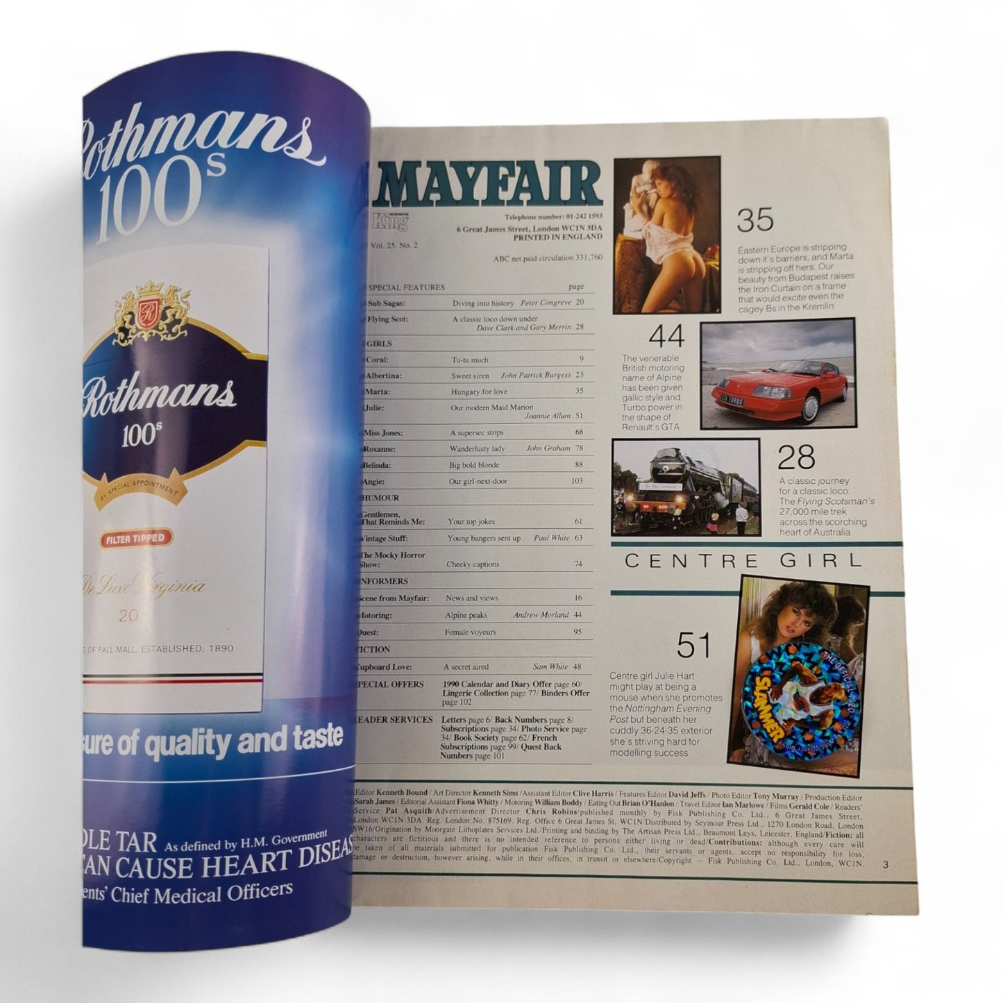 Vintage Mayfair Magazine Vol. 25 No. 2 1990 U.K Playboy Antonia Balint