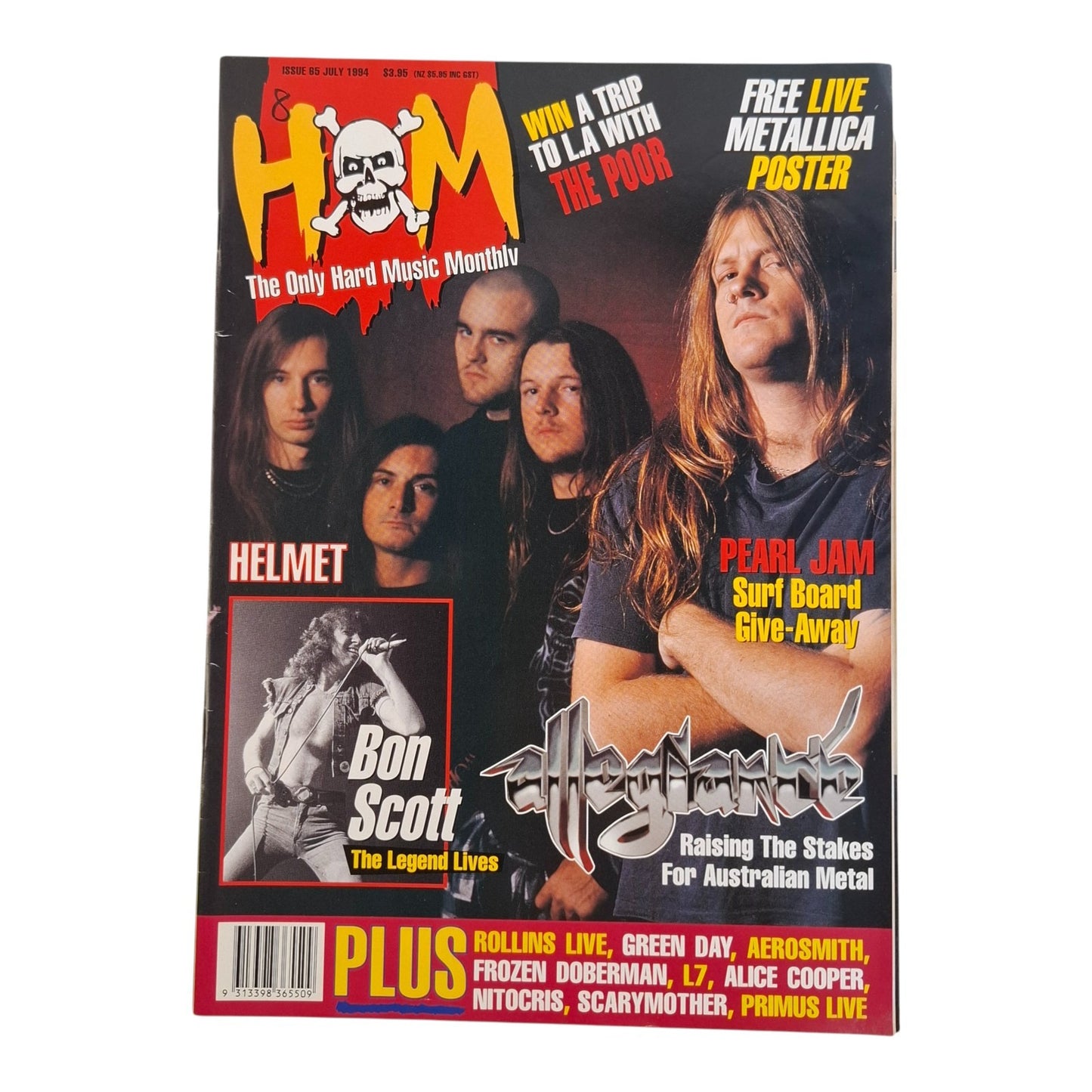 Hot Metal #54 Music Magazine July 1994 Bon Scott / Pearl Jam / Allegiance