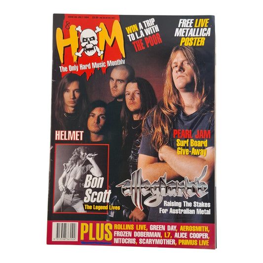 Hot Metal #54 Music Magazine July 1994 Bon Scott / Pearl Jam / Allegiance