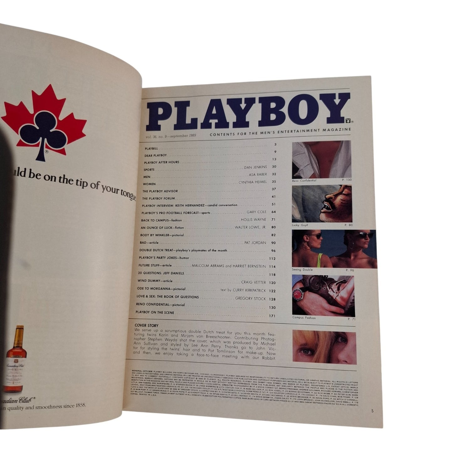 PLAYBOY MAGAZINE September 1989 Karin and Mirjam Van Breeschooten