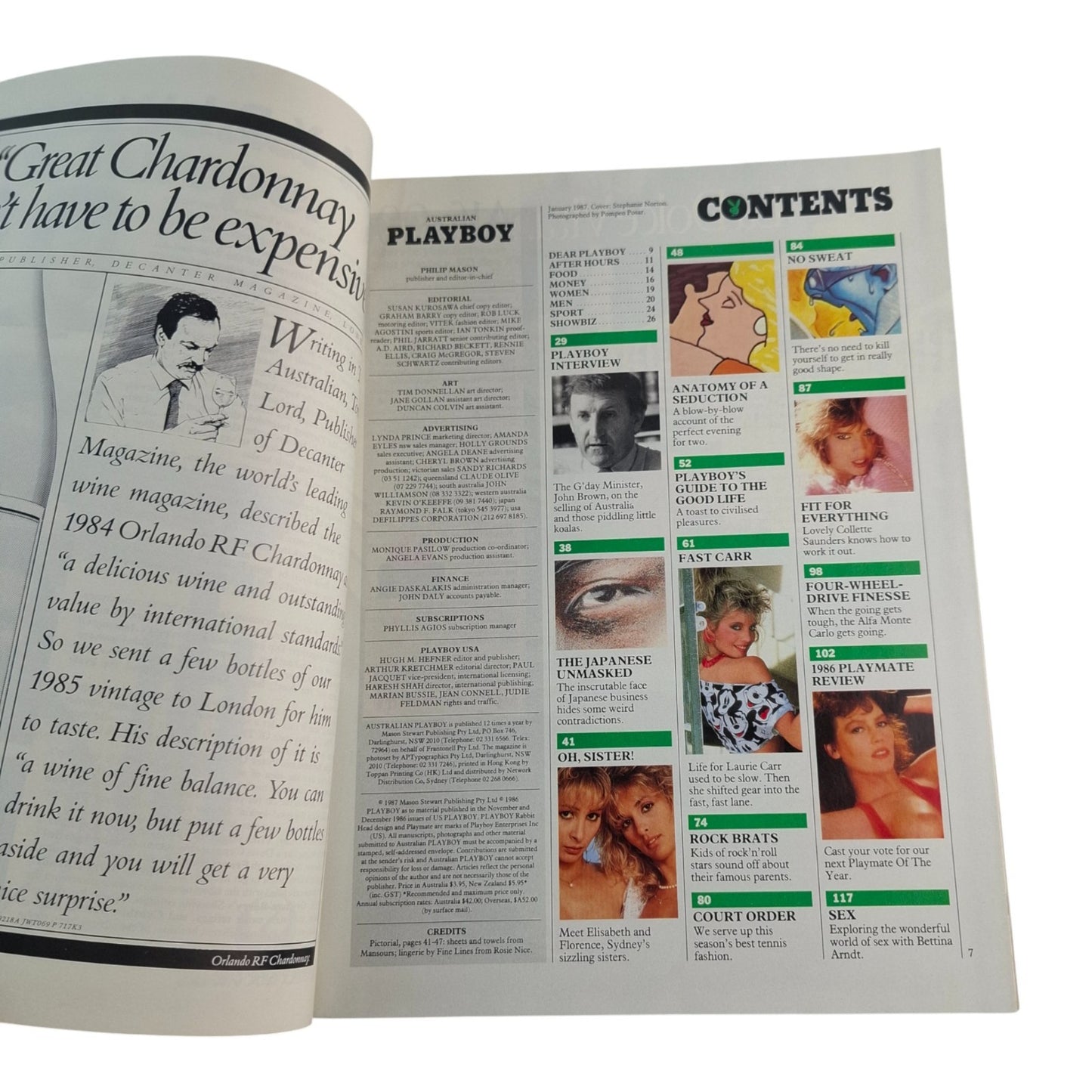 Australian PLAYBOY Magazine January 1987 Stephanie Norton / Laurie Carr