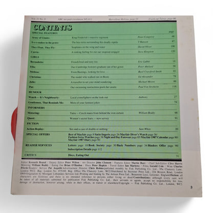 Mayfair Magazine Vol. 21 No. 9 September 1986 U.K Playboy Bernadette Masson