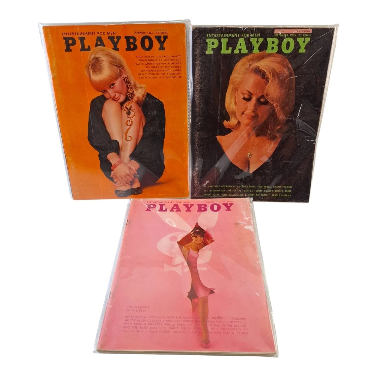 Playboy Magazine Lot Bundle Of 3 Rare 1966 1965 No C/F