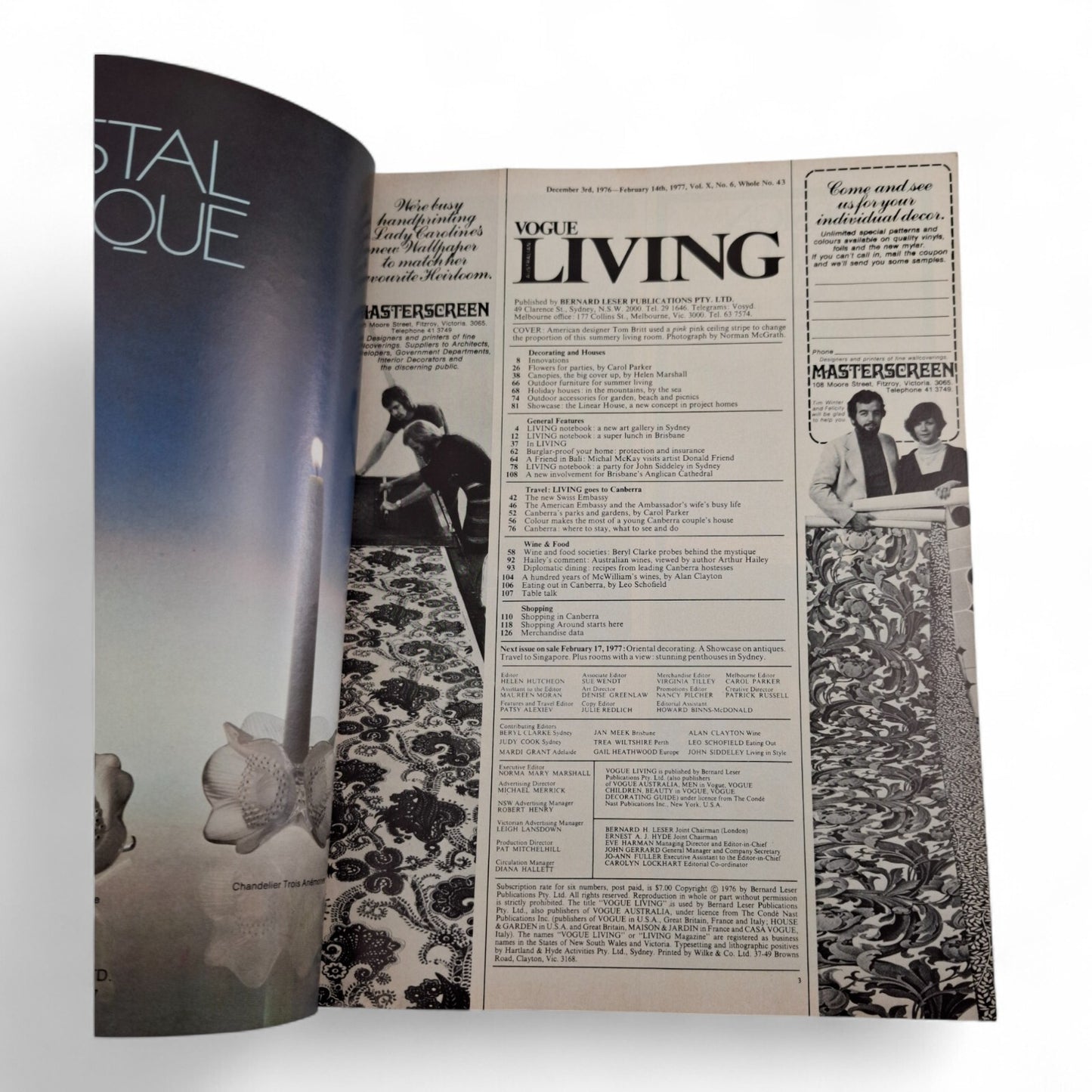 Vintage Vogue Living Australian Magazine - No. 6 1976