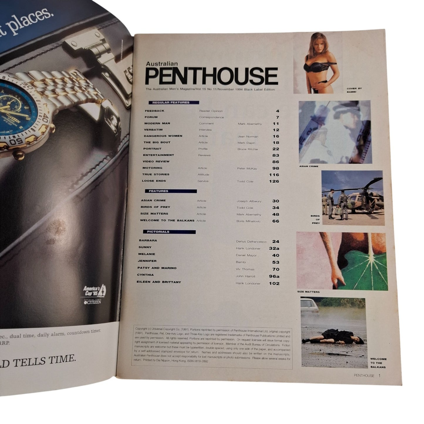 AUSTRALIAN PENTHOUSE Men's Magazine Black Label November 1994 Jenifer Casey