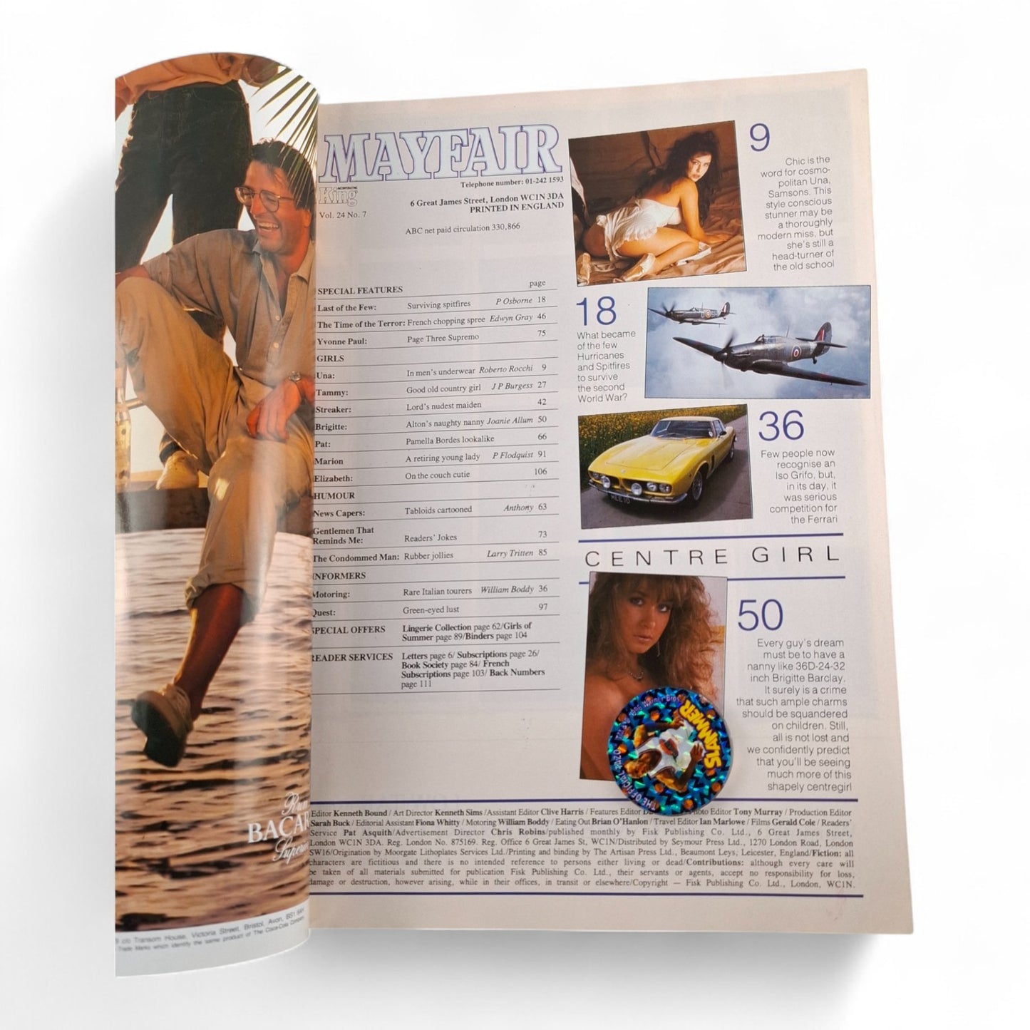 Mayfair UK Magazine Vol 24 No 7 1989 Brigitte Barclay Una Page 3 Girls