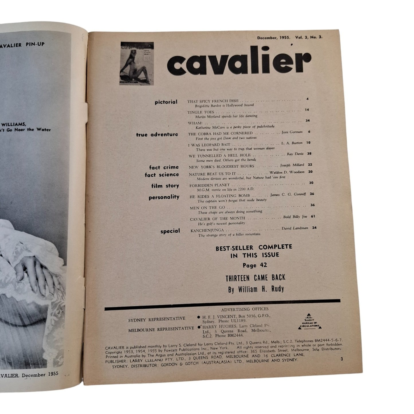 Cavalier Magazine Australia December 1955 Ester Williams / Jane Powell
