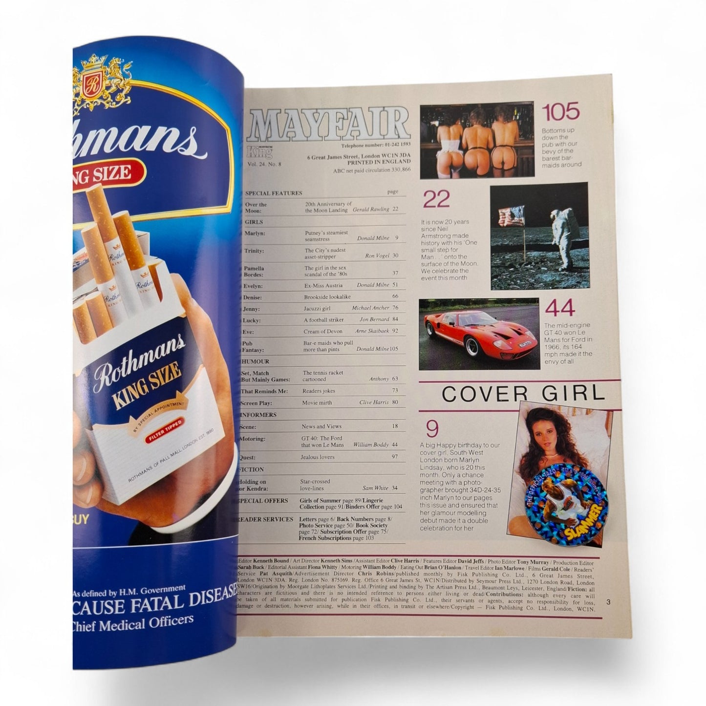 Mayfair Magazine Vol. 24 No. 8 August 1989 U.K Playboy Marlyn Pamella Bordes