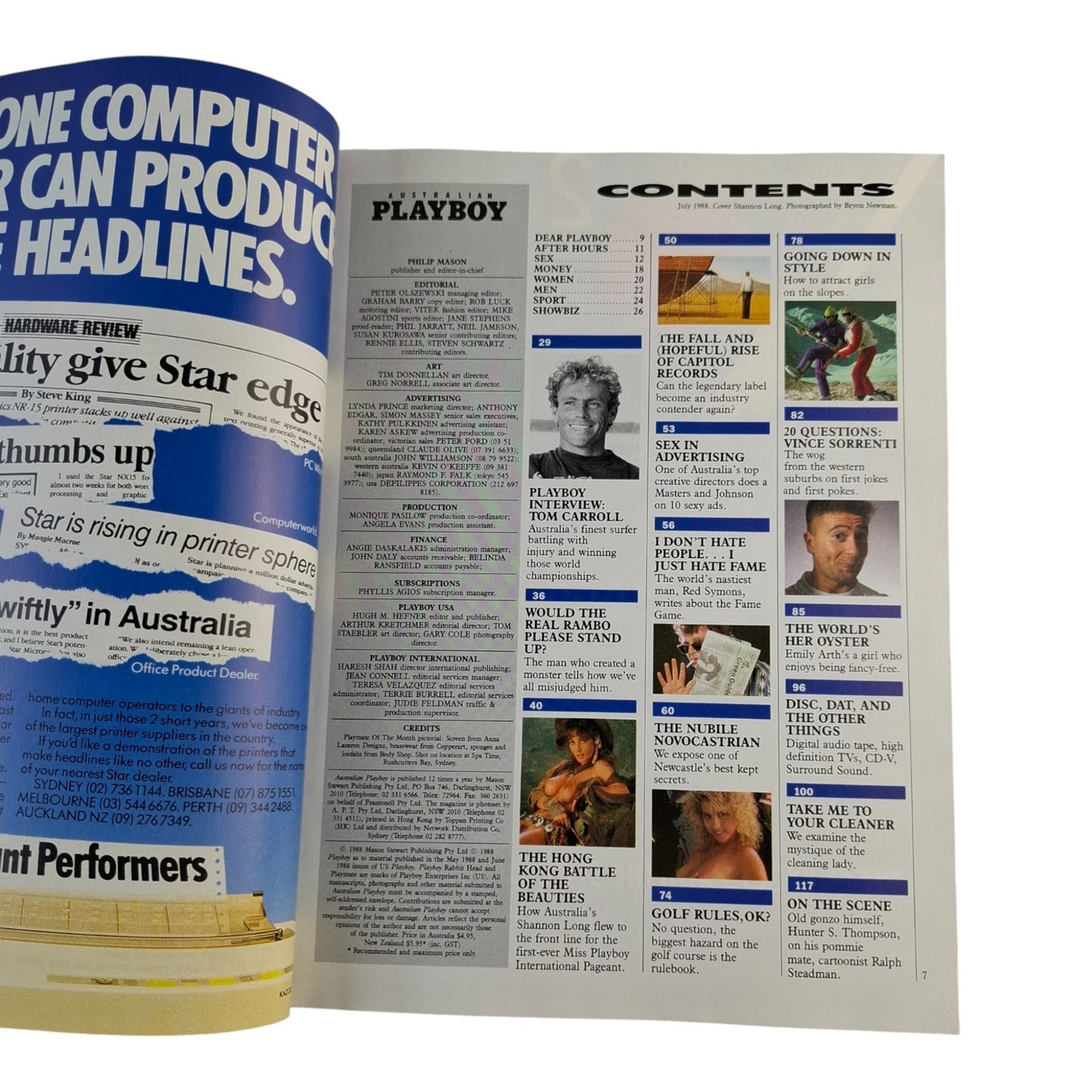 Australian Playboy Magazine July 1988 Shannon Long / Tanja Adams