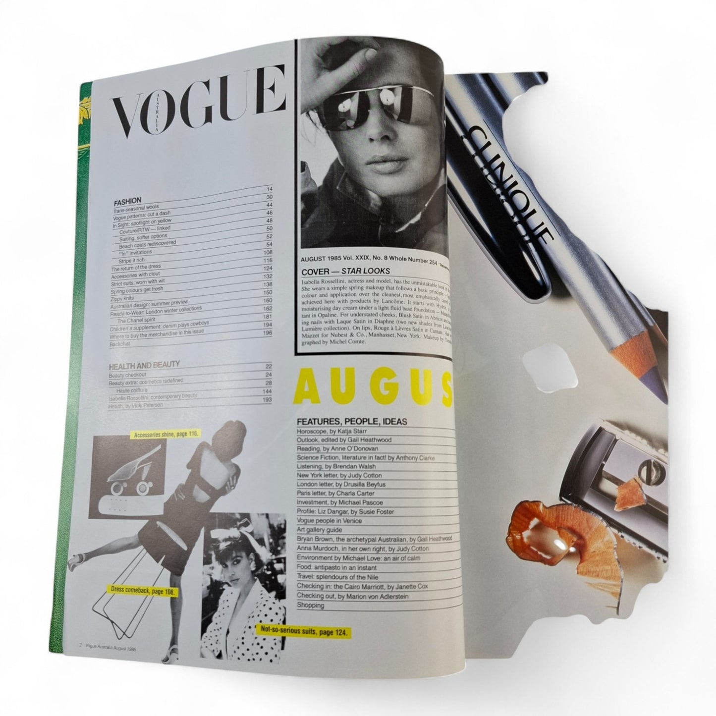 Vogue Australia magazine - August 1985 - ISABELLA ROSSELLINI ELLE MACPHERSON