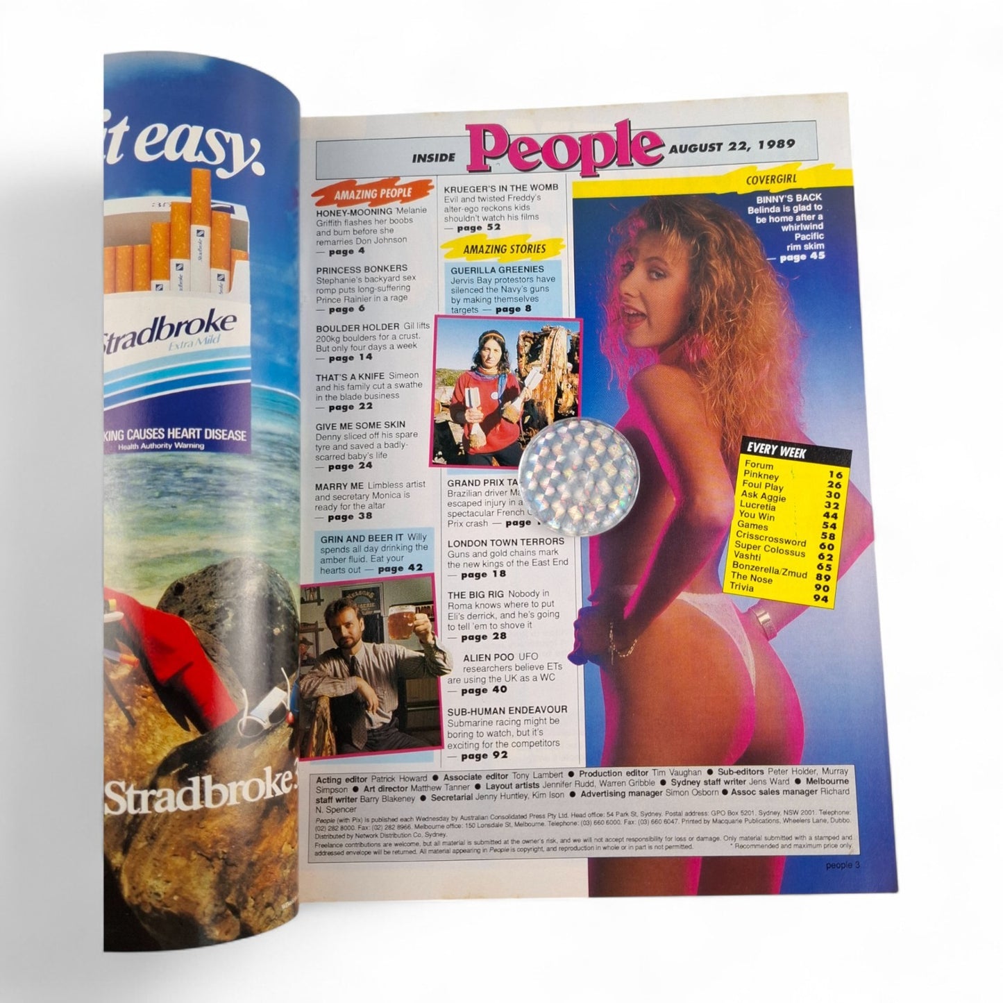 Australian PEOPLE MAGAZINE August 22nd 1989 Belinda Harrow