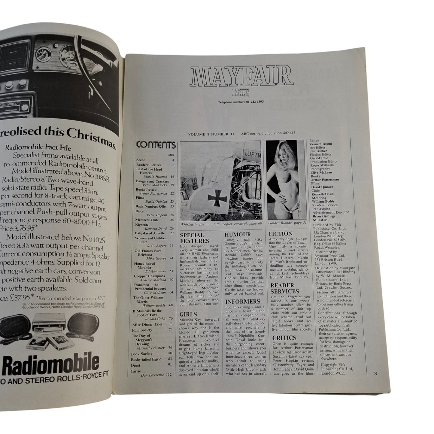 Mayfair Magazine Vol. 8 no. 11 (1973) Annette Linder Miranda Kay Ingrid Johnson