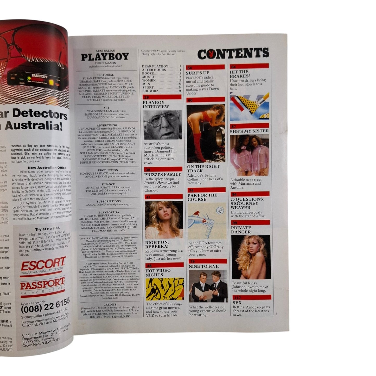Australian Playboy Magazine October 1986 Felicity Collins