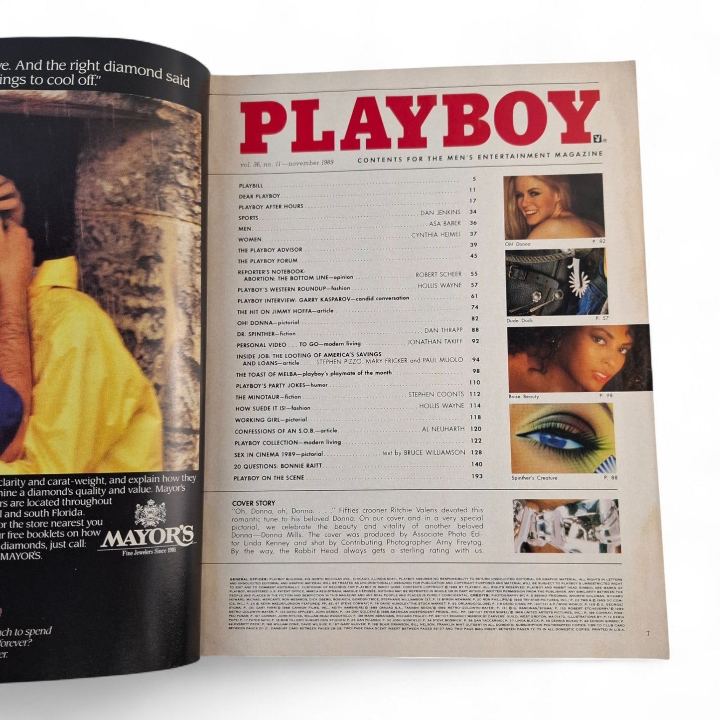 PLAYBOY MAGAZINE December 1989 Donna Mills Renee Tenison