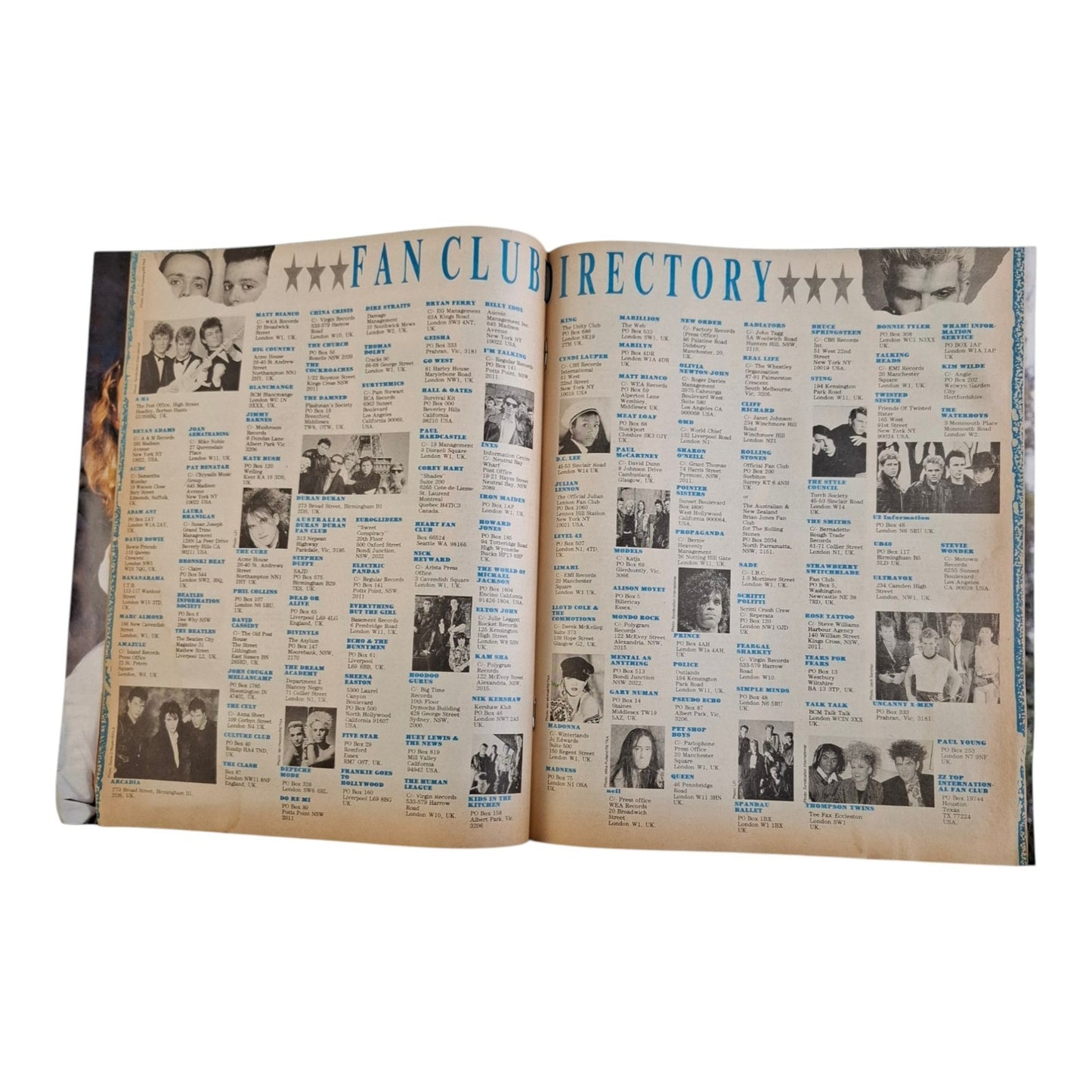 1986 Smash Hits Magazine RSVP Directory