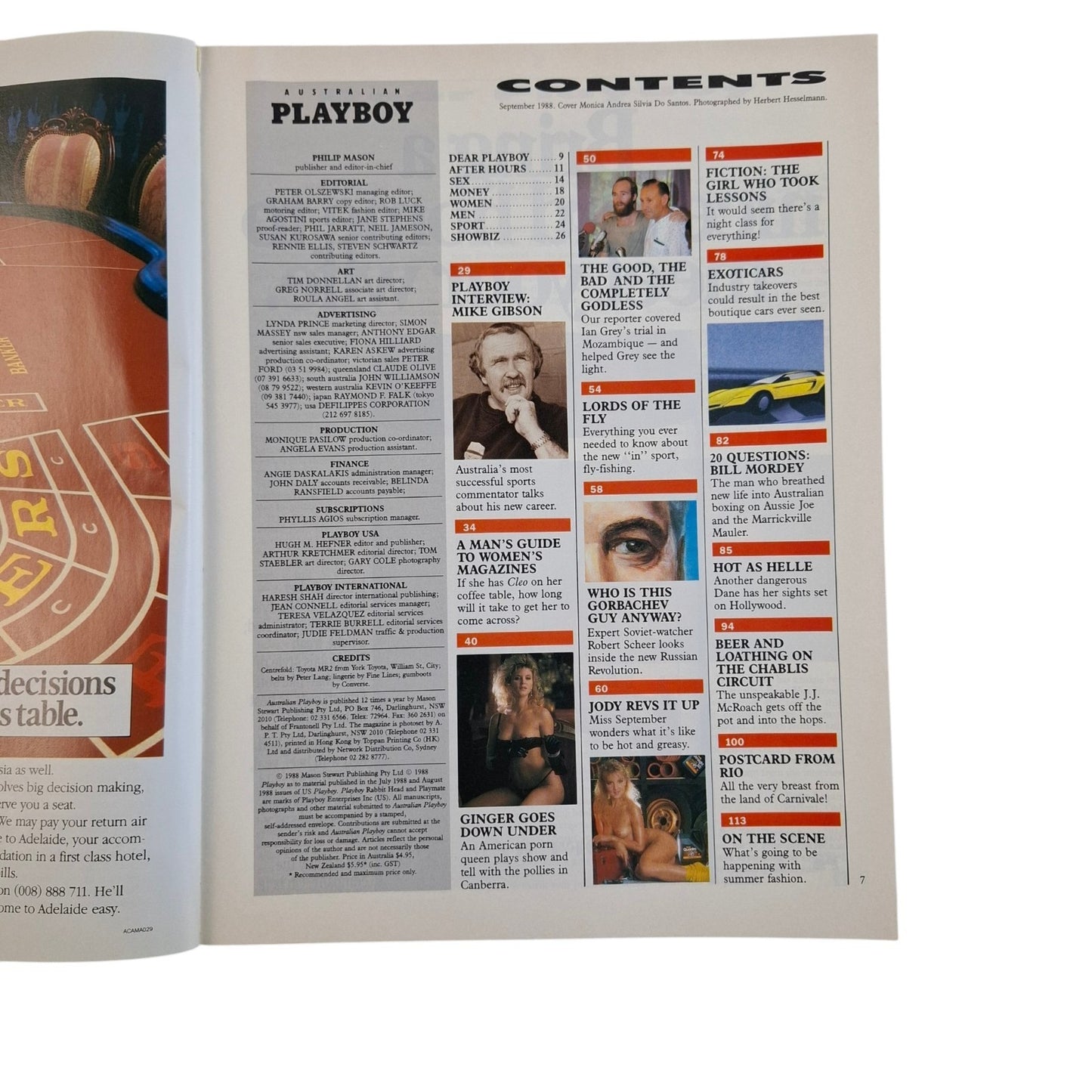 Australian Playboy Magazine September 1989 Monica Do Santos / Judy Parker