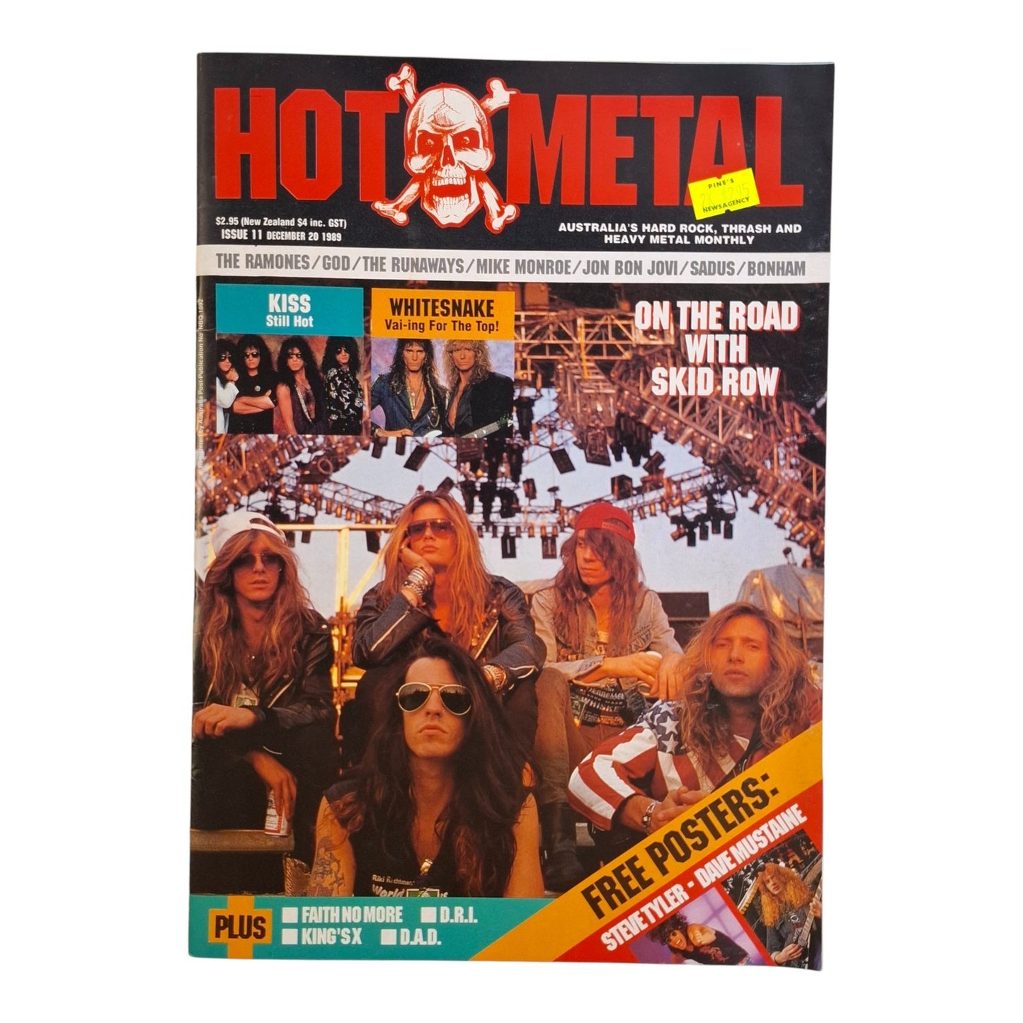 Hot Metal #11 Music Magazine December 1989 Kiss / Whitesnake / Skid Row