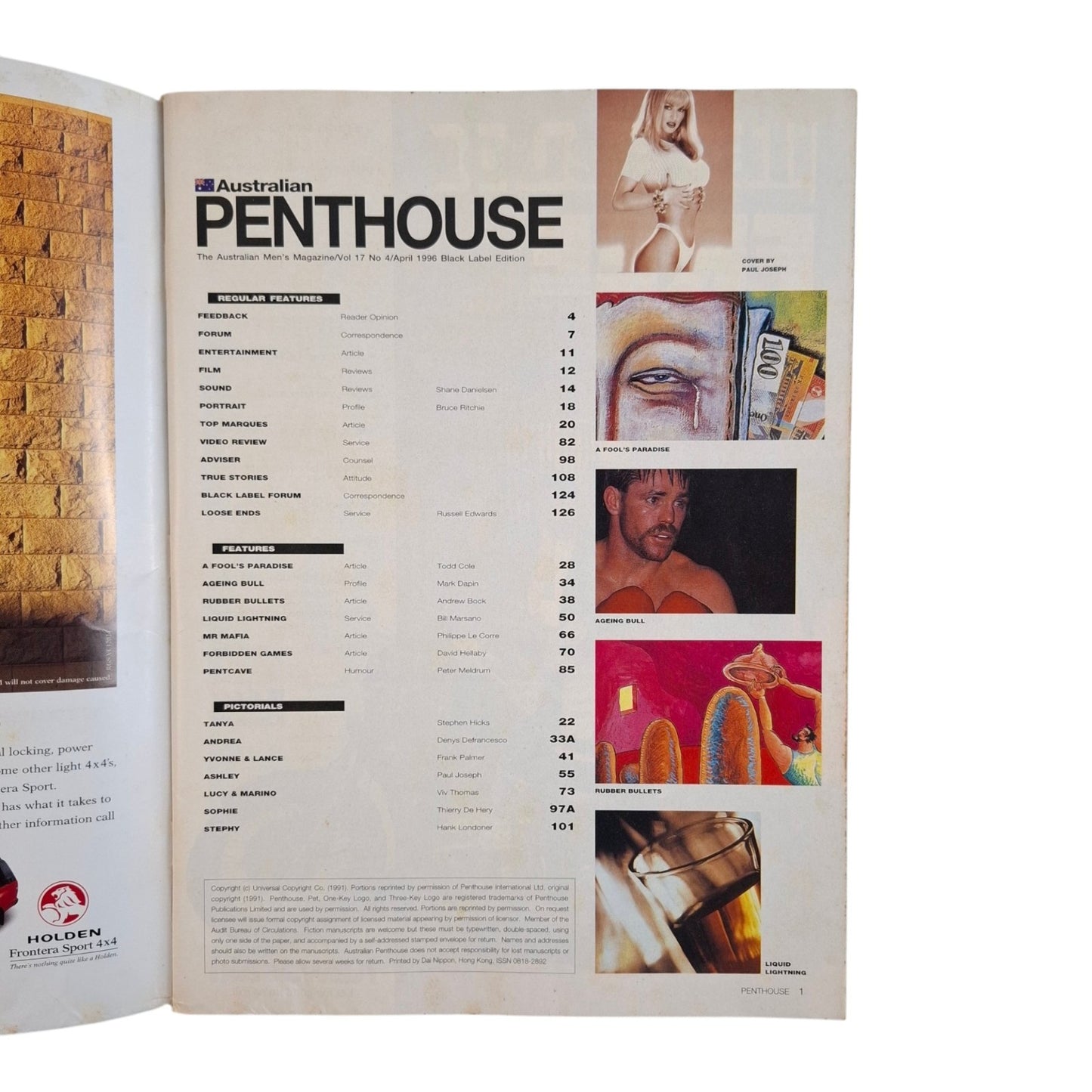 Australian Penthouse Magazine April 1996 Ashley Lauren