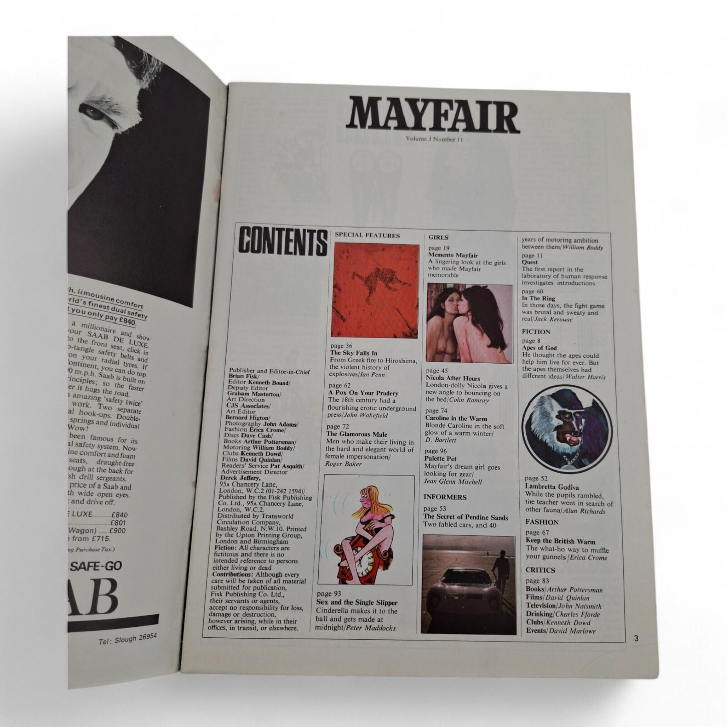 Vintage Mayfair Magazine Vol. 3 No. 11 November 1968 Playboy