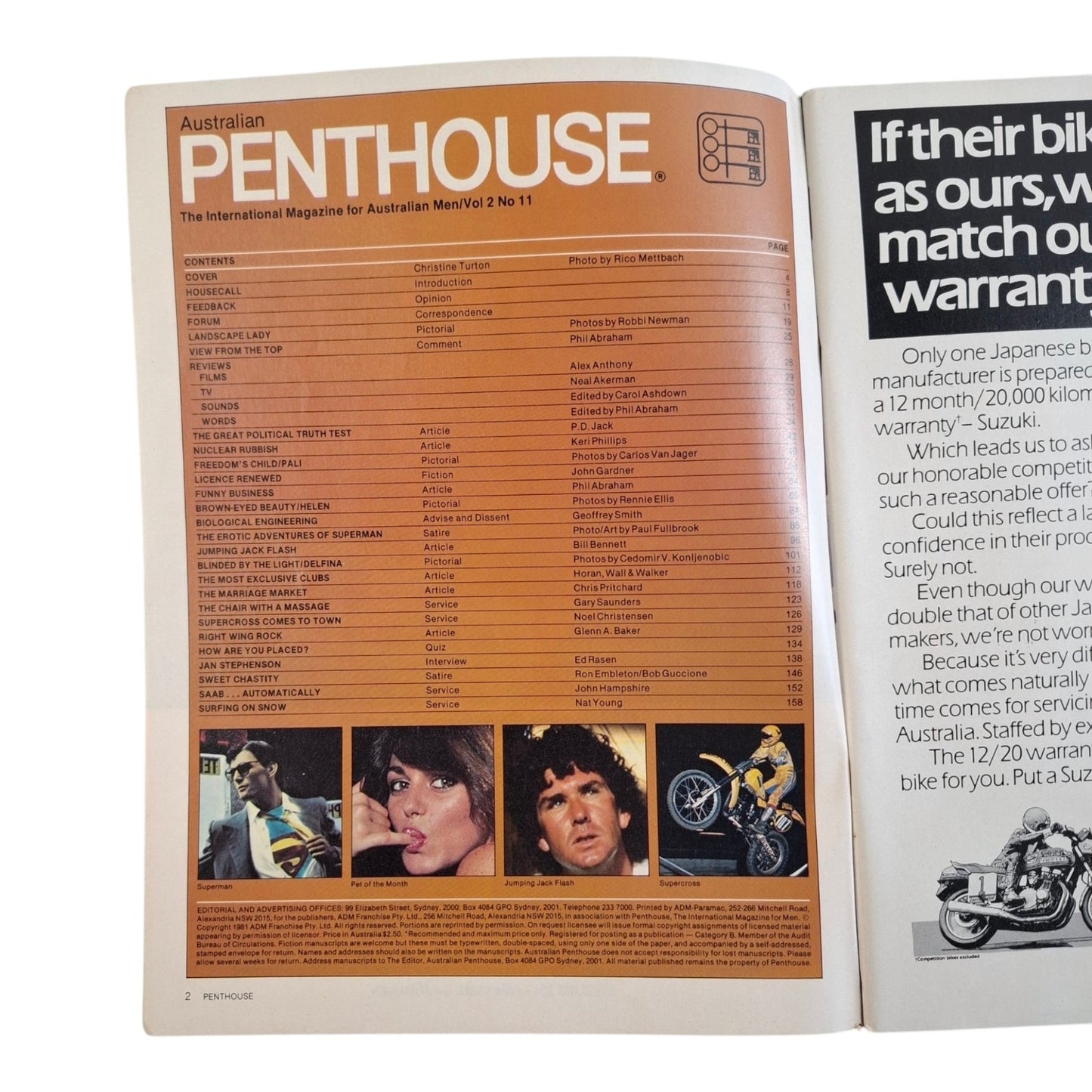 Australian Penthouse Magazine August 1981 Christine Turton / Helen Brown