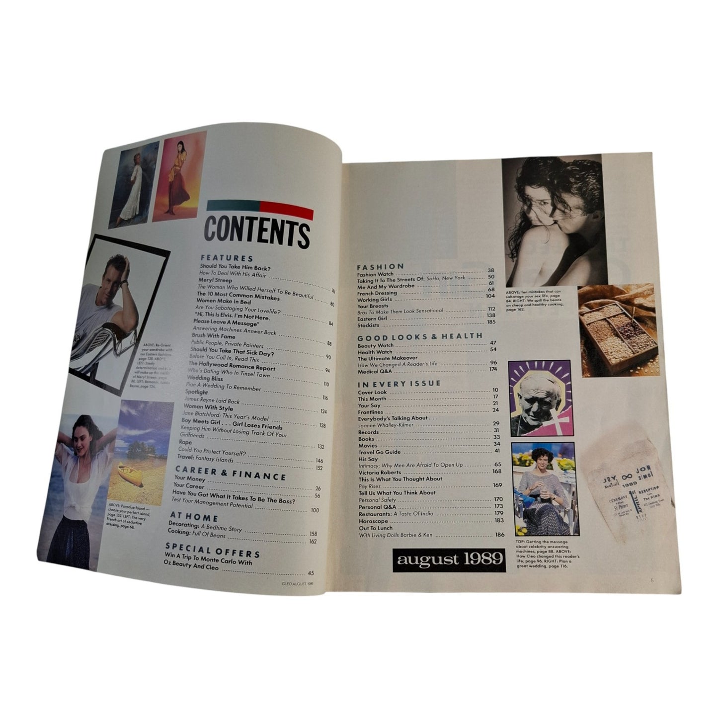 Cleo Magazine - August 1989 - Rachael Millar, Meryl Streep + James Reyne