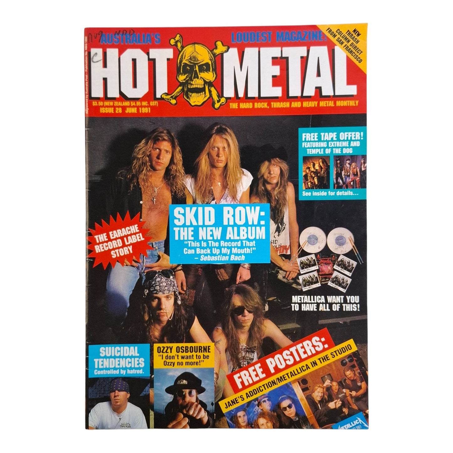 Hot Metal #28 Music Magazine June 1991 Skid Row / Metallica
