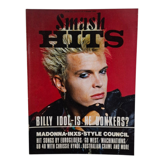 Smash Hits Magazine Australia October 1985 Billy Idol / Madonna / Aus Crawl