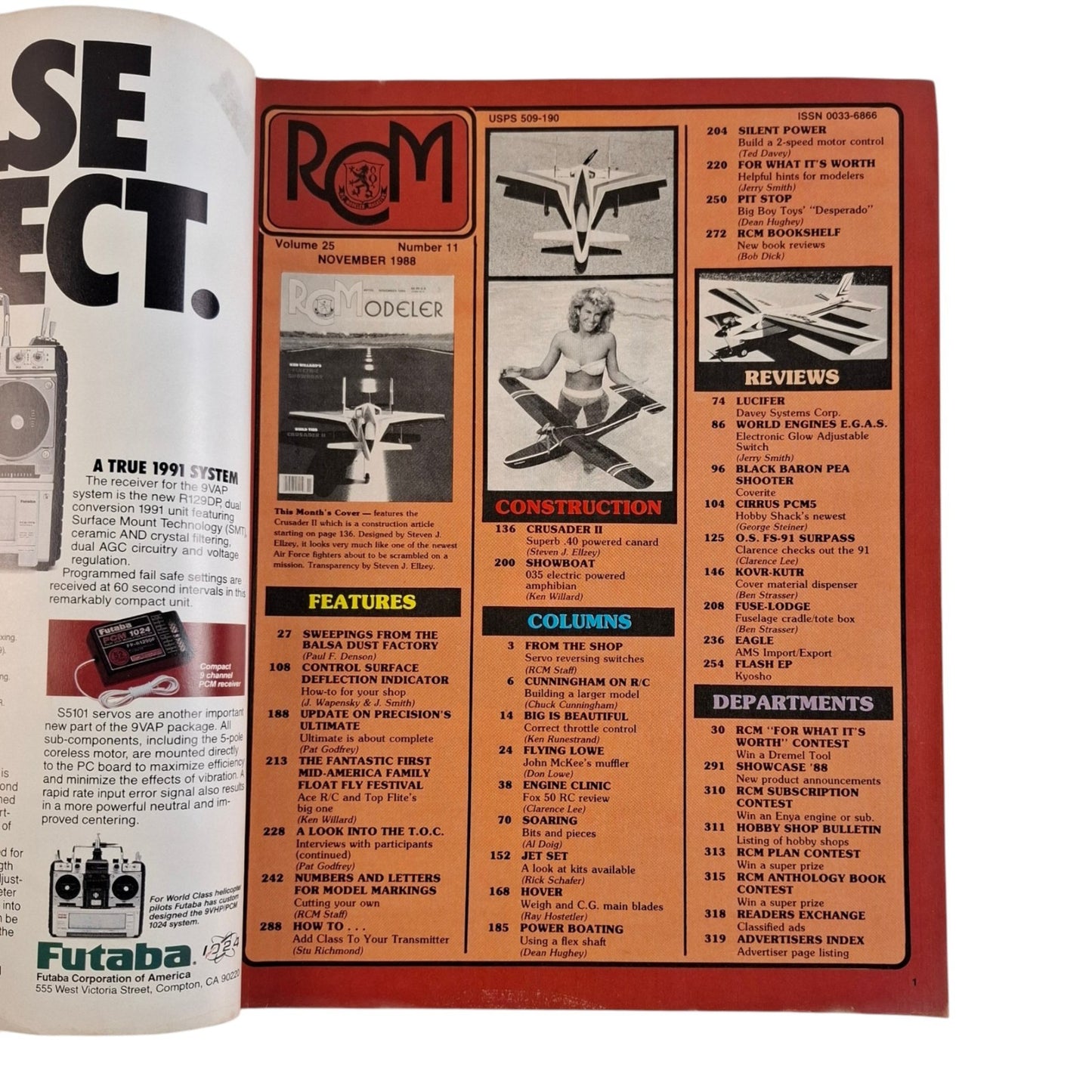 Vintage RC Modeler Magazine November 1988 - Radio Control Airplane Helicopter