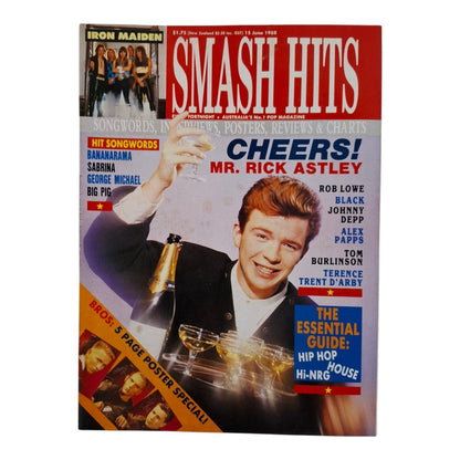 Smash Hits Magazine Australia June 1988 Rick Astley / Rob Lowe