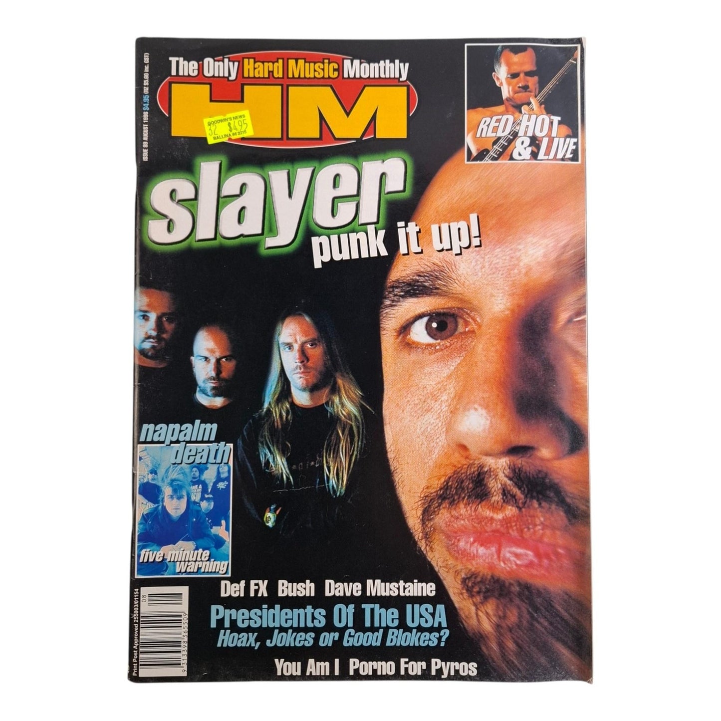 HM Hard Music Magazine #89 August 1996 Slayer / Napalm Death / Presidents