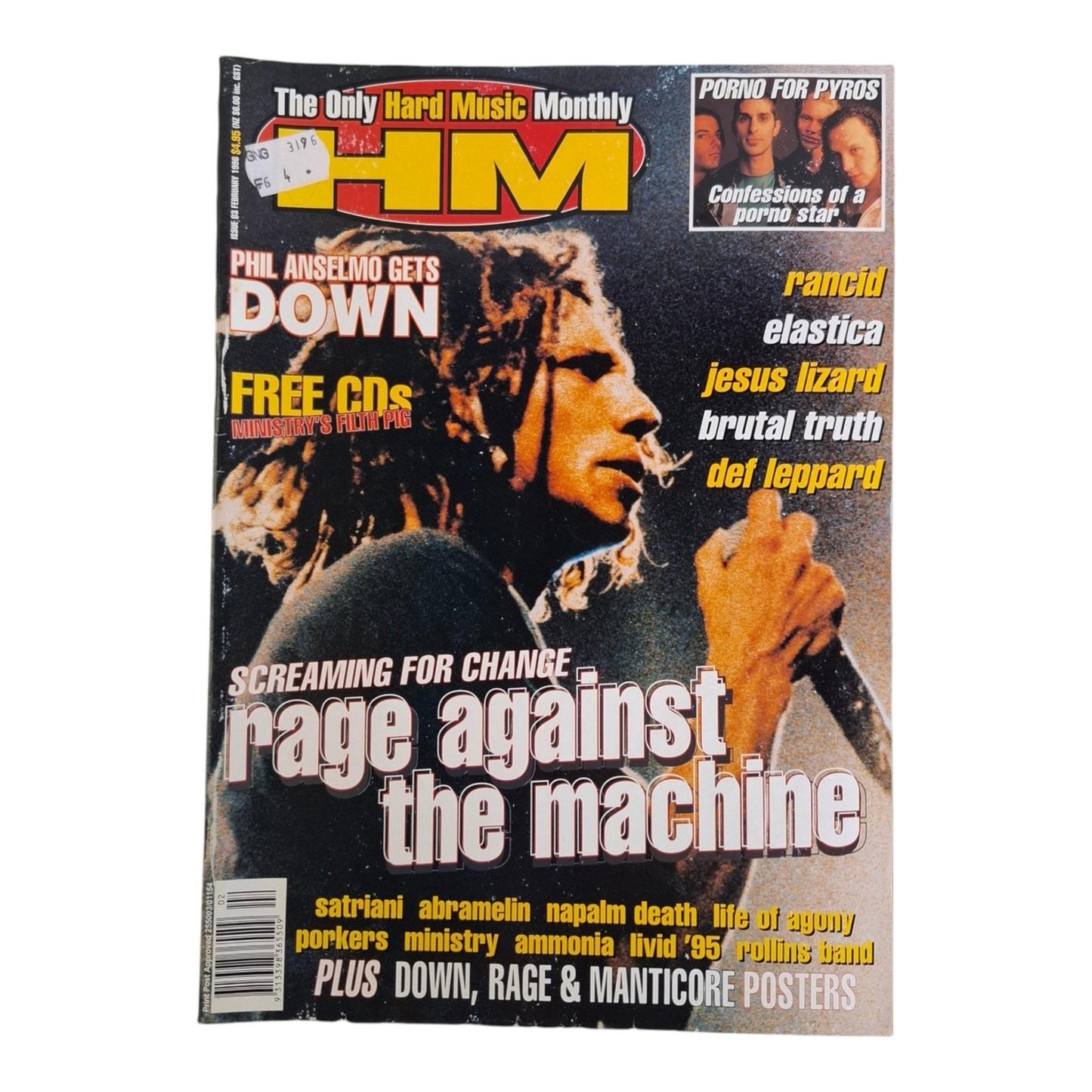 Hot Metal #83 February 1996 Magazine Rage Against The Machine