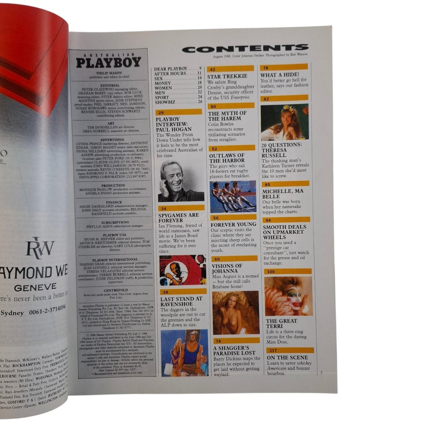 Australian Playboy Magazine August 1988 Johanna Oetiker