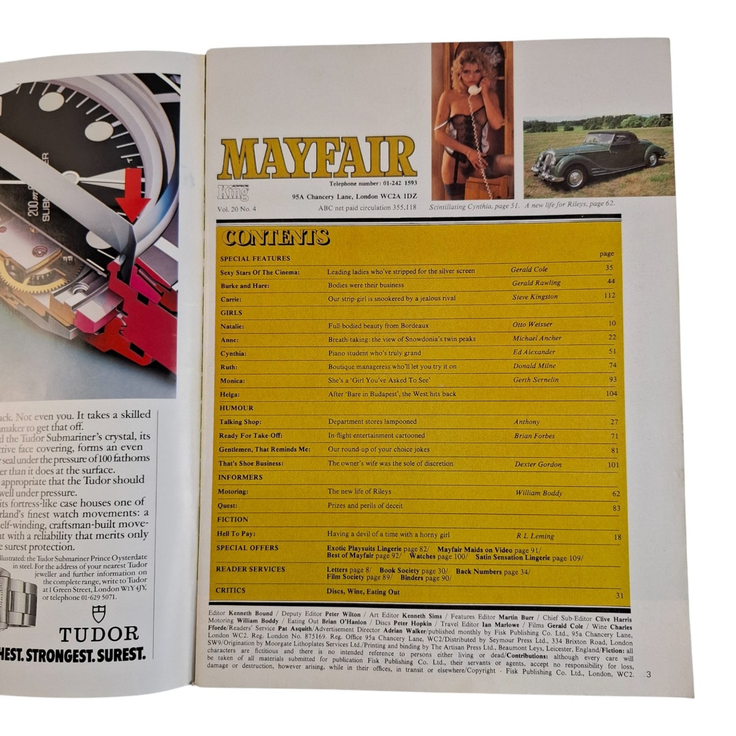 Mayfair Magazine Vol. 20 No. 4 1985 Cynthia Clayton