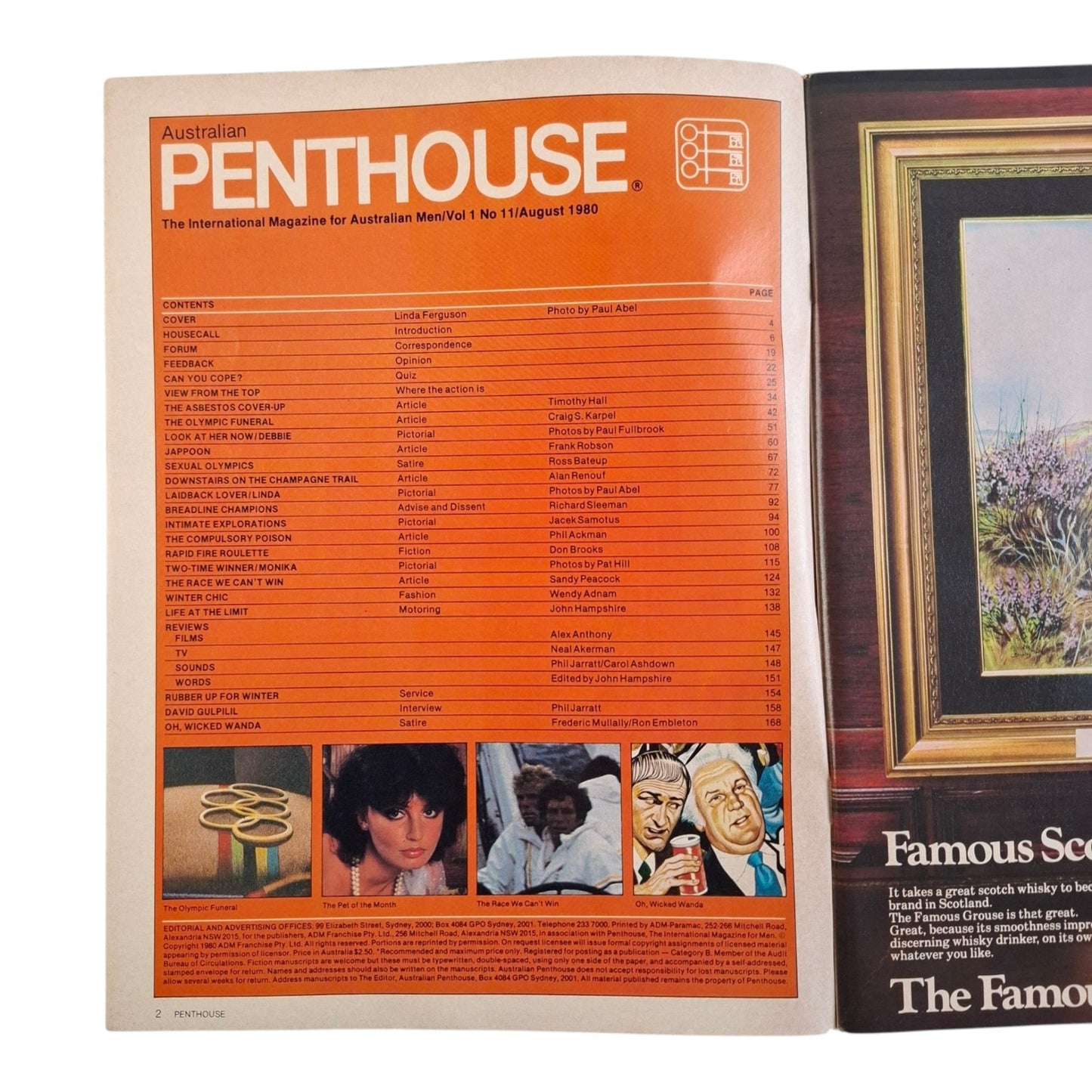 AUSTRALIAN PENTHOUSE Men's Magazine August 1980 Linda Ferguson / Debbie Francis