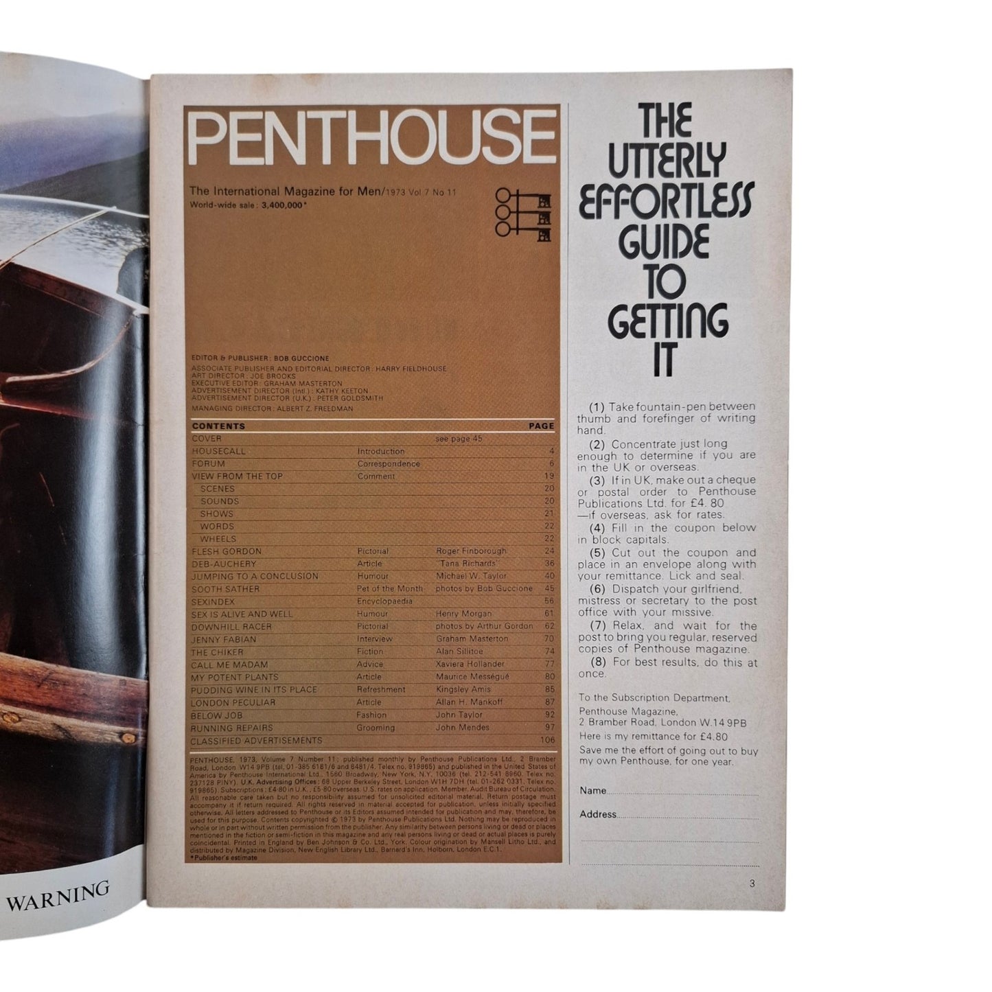 Penthouse Magazine U.K July 1973 Vol 7 No 11 Jenny Fabian / Carla Cassidy