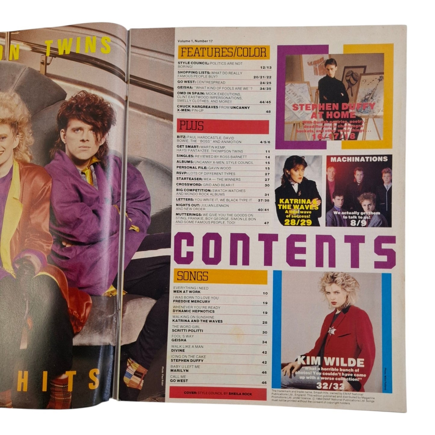 Smash Hits Magazine Australia July 1985 Style Council / Go West