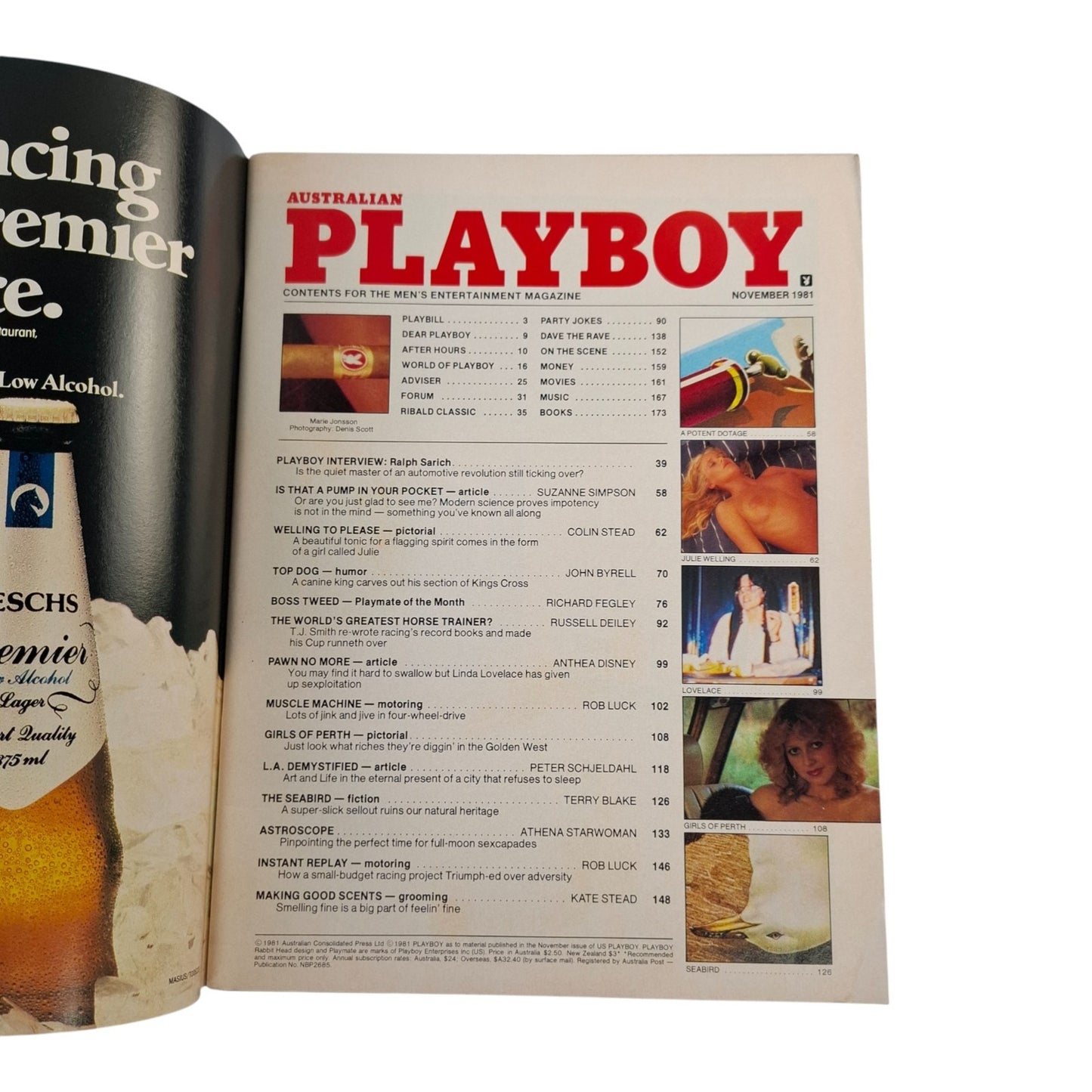 Australian Playboy Magazine November 1981 - Linda Lovelace  Marie Jonsson