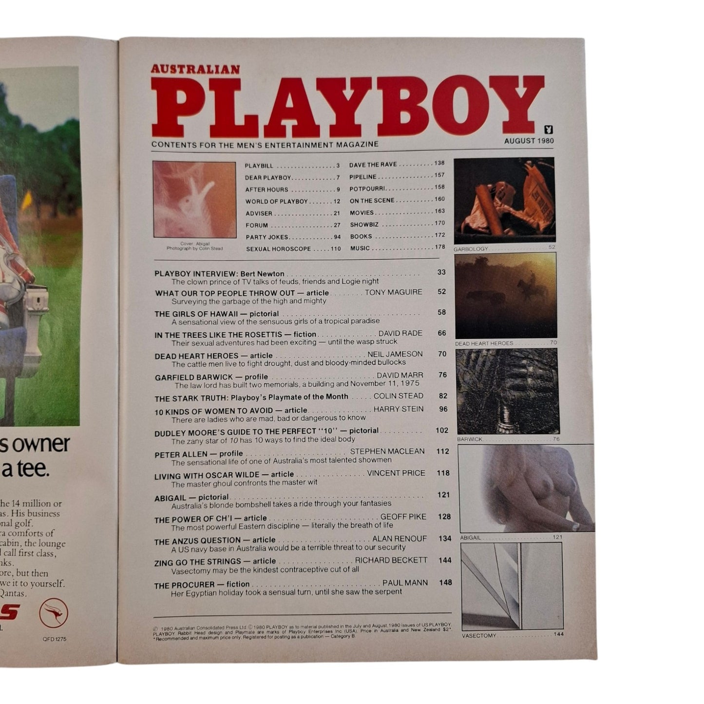 Australian Playboy Magazine August 1980 Susie Stark / Abigail