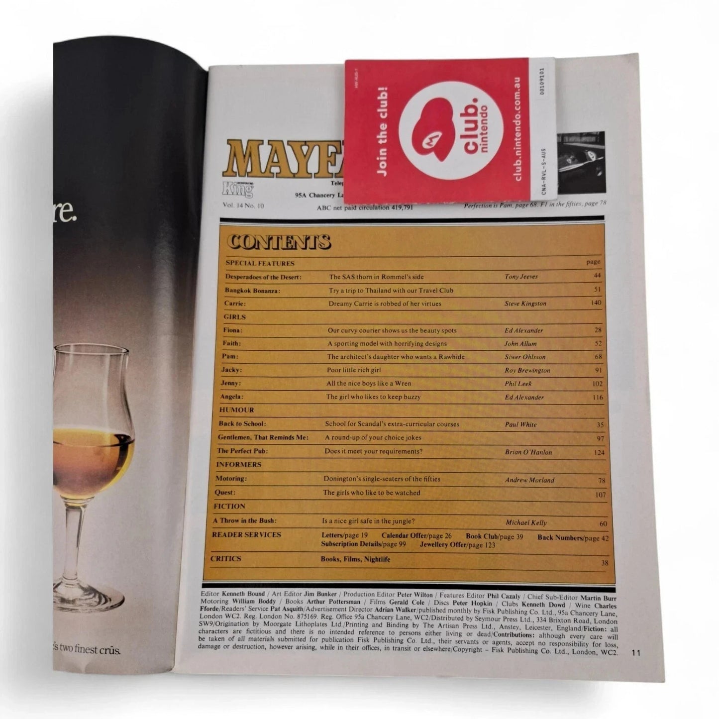 Mayfair Magazine Vol. 14 No. 10 October 1979 Jacky Cunningham / Pam Collins