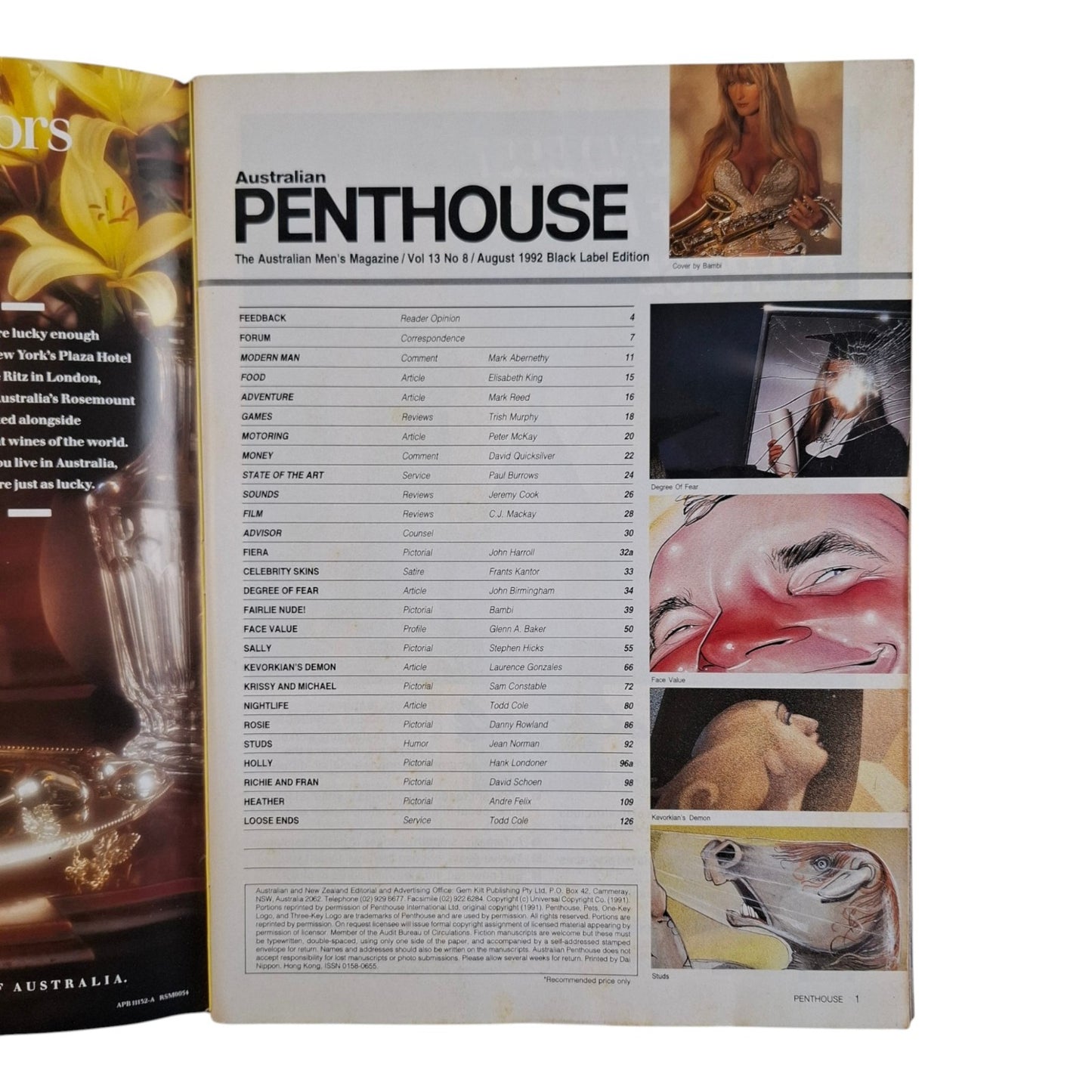 Australian Penthouse Magazine August 1992 Fairlie Arrow / Sally Worth