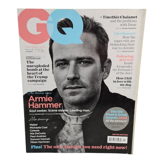 GQ Magazine U.K November 2020 Armie Hammer Cover RARE