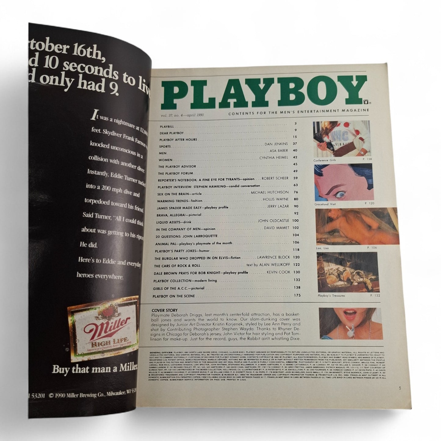 Vintage Playboy Magazine April 1990 Deborah Driggs INCOMPLETE