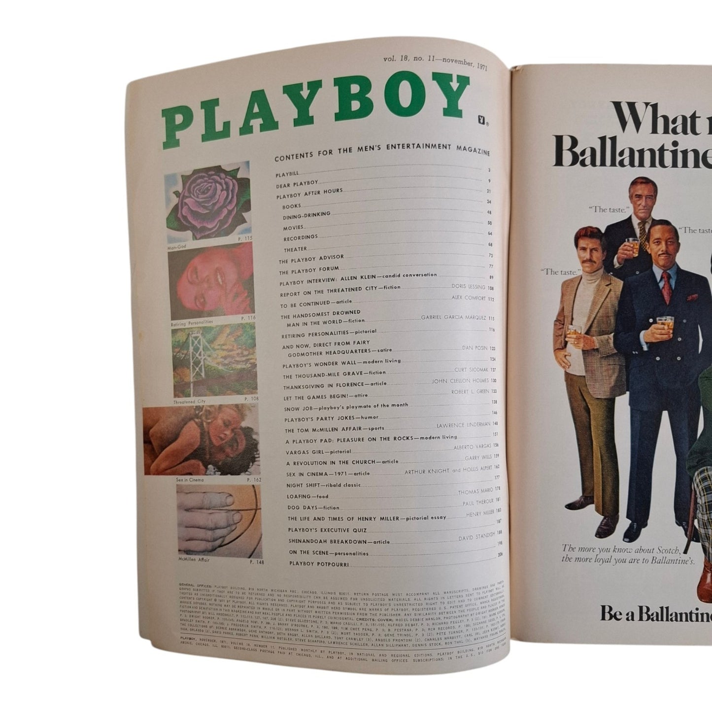 Playboy Magazine November 1971 Debbie Hanlon / Danielle de Vabre