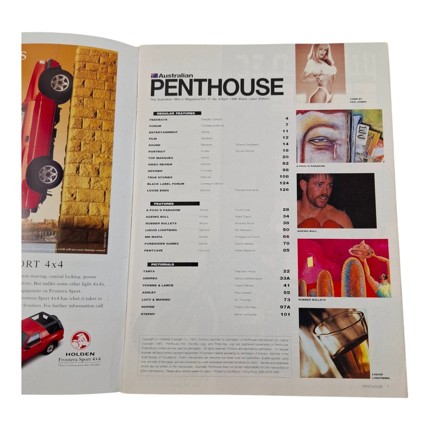 Australian Penthouse Magazine -Black Edition April 1996 Ashley Lauren