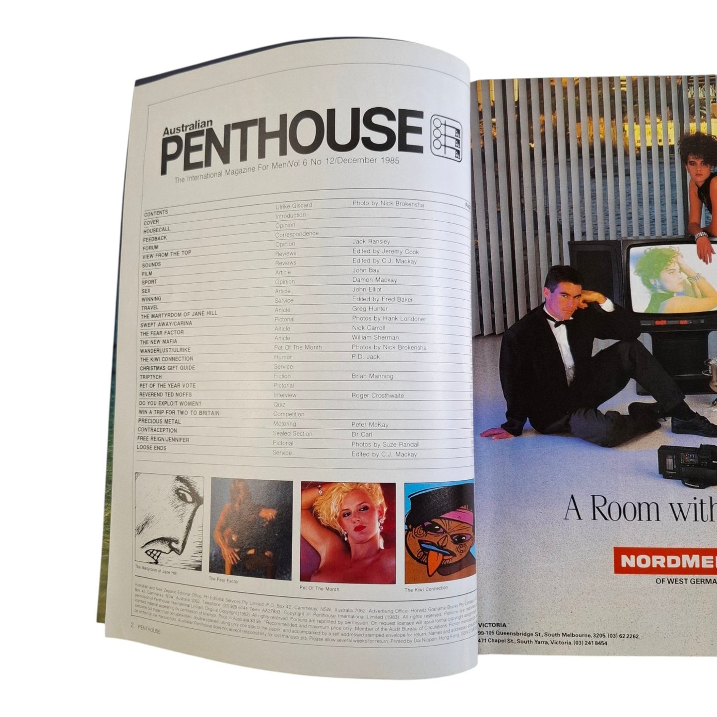 AUSTRALIAN PENTHOUSE Magazine December 1985 Ulrike Giscard / Carina Ragnarsson